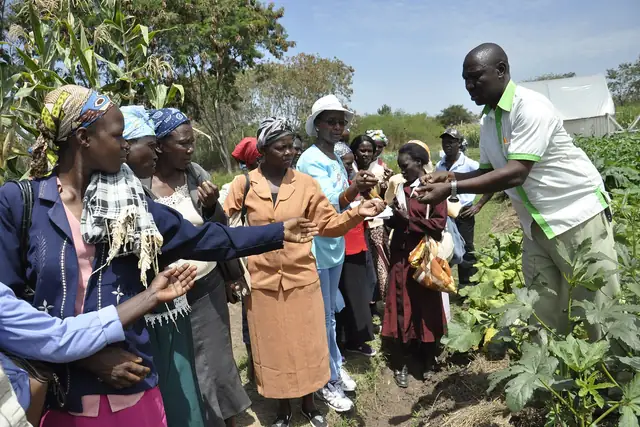 Farmers gathered at a community training